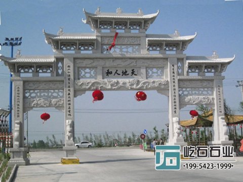 村莊牌坊浮雕吉祥紋飾與雕刻手法的制作